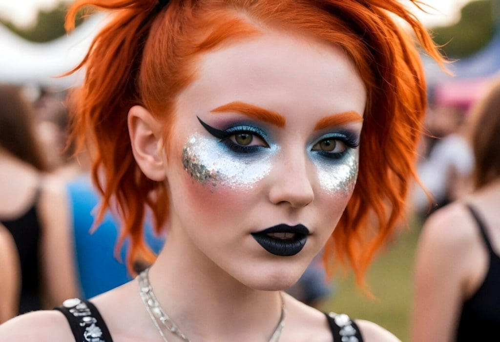 vision delantera mujer aspecto festival maquillaje 23 2151374030